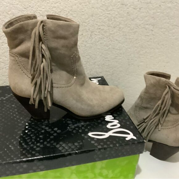 Sam Edelman Louie Fringe Trimmed Ankle Boots Size 7.5 M - Picture 2 of 13